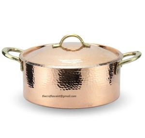 Hot Selling Luxury Copper Hammered High Quality Handmade Modern Casserole Food Warmer with Lid for Kitchens and Restaurants - Product Image 1