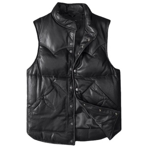 Chaqueta de cuero para hombre, chaleco de piel de oveja, traje de vuelo corto, corte ajustado, chaleco grueso y cálido, otoño e invierno - Product Image 1