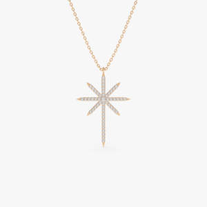 0.25ctw 1.0mm 14k Solid Gold Celestial North Star Diamond Pendant Necklace Natural Diamond Fine Jewelry Necklaces for Her - Product Image 3