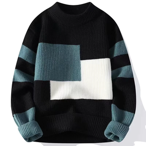 Pull en maille tendance pour homme, couleur contrastée, automne, tendance, ample, chaud, devant personnalisé, polyester/coton, haute qualité - Product Image 6