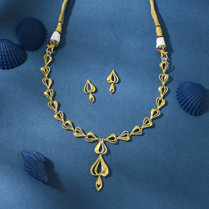 Ensemble de collier en or 14 carats avec perles Regal Aura pour femmes, accentué de diamants, bijoux de mariage et de fiançailles - Product Image 1
