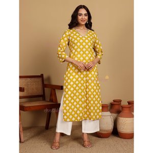 Ira của phụ nữ thanh lịch cotton in tay kurti áo & áo sơ mi với phức tạp thủ công - Product Image 4