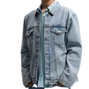 Chaqueta de mezclilla Premium para hombre de estilo callejero con logotipos bordados personalizados de tela de lona duradera y patrón de camuflaje - Product Image 1