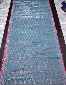 Exclusif Deshi Dhakai Jamdani Sharee de haute qualité pour les femmes JAMDANI FABRIC Bleu ROUGE VERT Doré Bleu Ciel du Bangladesh - Product Image 3