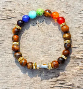 Pulsera curativa de chakras, brazalete con símbolo de Hamza, Tigre, 7