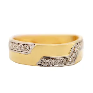असली 14K पीले सोने ठीक शादी पुरुषों के बैंड की अंगूठी प्राकृतिक 0.29ct प्रशस्त हीरा ठीक गहने निर्माता और आपूर्तिकर्ता के बाद से 1974
