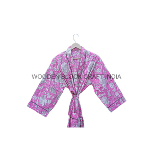 Kimono à encolure en V confortable d'automne en tissu de coton design simple et imprimé floral pour vêtements décontractés Kimono en coton pour les jours croquants - Product Image 2