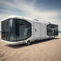 Minuscule Maison capsule en acier de luxe Mini villa préfabriquée avec remorque de bateau pour hôtel de villégiature ou jardin Espace modulaire
