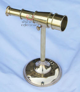 กล้องโทรทรรศน์แบบตั้งโต๊ะสำหรับตกแต่งทำจากทองเหลือง, กล้องโทรทรรศน์แบบสะท้อนแสงทำจากทองเหลืองทำจากหนังทะเล - Product Image 4