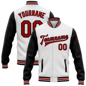 Vente en gros dans l'industrie directe, blouson décontracté pour l'hiver noir et vert fluo personnalisé, veste Letterman universitaire à snap intégral - Product Image 5