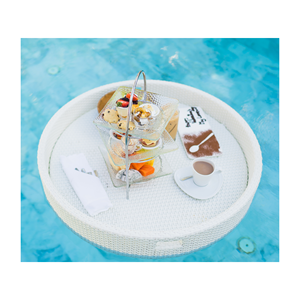 Bandeja Flotante para Piscina en Forma de Corazón con Asas, Bandeja para Servir Alimentos en Fiestas en la Piscina, Bandeja de Mimbre para Servir Bebidas y Alimentos - Product Image 2
