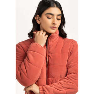 Blousons matelassés pour femmes avec logo personnalisé, durables, col montant, décoration perles, courts, fins, en spandex, tailles 3XL 5XL pour l'automne et l'hiver - Product Image 4