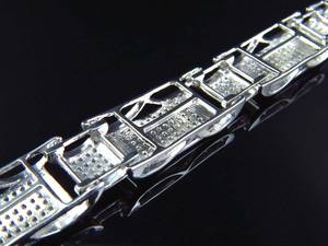 Bracelet élégant à maillons rectangulaires en or blanc 10 carats, diamant cultivé en laboratoire, bijoux de luxe personnalisés pour hommes - Product Image 5