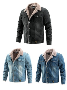 Sherpa Lined Denim Trucker <b>Coat</b> Winter Cotton Outerwear Button Front Warm Casual Layering Apparel Oem Wholesale Custom - Product Image 6