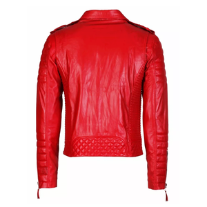 <b>Biker</b> Style Red Genuine Leather Motorcycle <b>Biker</b> <b>Jacket</b> With Armoured CE Protected Racing Leather Motorbike <b>Jacket</b> For <b>Men</b> - Product Image 3