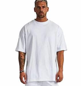 T-shirts en coton pour hommes, été, broderie 3D, OEM, motif uni, jersey, t-shirts, impression de logo personnalisé, coupe ample, poids du tissu 180 grammes - Product Image 5