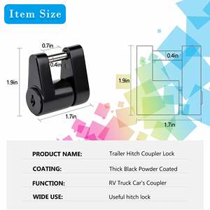 Vypart 1-Piece <b>Black</b> Latch Trailer Hitch Coupler Lock 1/4 Inch Pin Diameter <b>Knob</b> Controller-Cargo Control Accessory - Product Image 2