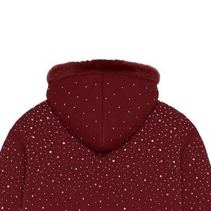 Sweat à capuche en denim pour homme de haute qualité, 100% coton, sweat à capuche oversize en molleton, sweat à capuche d'hiver pour homme avec strass, pour un usage décontracté - Product Image 2