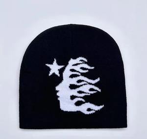 Custom Logo Trendy Flame Pattern <b>Beanie</b> Hat Unisex Knit Cap for <b>Streetwear</b> Style Winter Street Fashion <b>Beanie</b> - Product Image 4