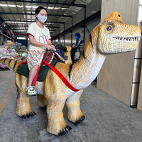 Dinosaure animatronique réaliste électrique à monnayeur, type scooter, étanche, pour usage intérieur/extérieur, idéal pour centres commerciaux