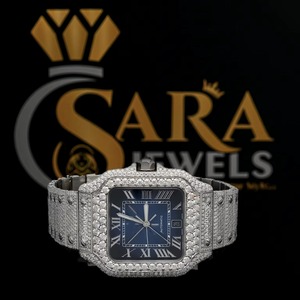 Montre automatique de luxe pour homme avec cadran bleu serti de diamants en moissanite de qualité supérieure VVS, disponible pour l'exportation - Product Image 1