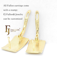 Boucles d'oreilles pendantes FJ Fallon Fashion Jewelry, crucifix Jésus, croix catholique, plaquées or 14 carats, base en laiton
