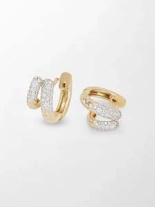 Pendientes de Aro con Diamantes Cultivados en Laboratorio, Corte Garra, 0.98 Ct, Color GH, Claridad VS, 125 Piedras, Oro Amarillo de 14K, Diseño Texturizado - Product Image 3