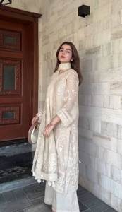 Ensemble Kurta Palazzo pour femmes en faux georgette lourdement brodé avec dupatta, tenue ethnique de créateur pour les occasions spéciales - Product Image 4