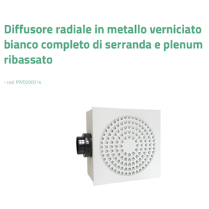 Tecnosystemi White Painted Galvanized Steel <b>Square</b> <b>Adjustable</b> Radial Air Conditioner Diffuser Damper Lowered Plenum Complete - Product Image 3