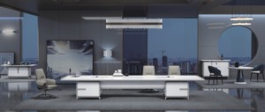 Modern Luxury White Conference Table 18 Person <b>Large</b> Office Meeting <b>Desk</b> Aluminum Legs MDF Commercial Executive Boardroom Furnit - Product Image 4