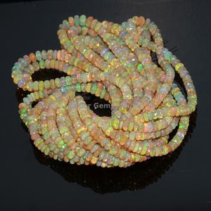 Cuentas de ópalo etíope, forma de Rondelle facetada, piedra preciosa natural al por mayor, cuentas de ópalo Welo de fuego llamativo amarillo - Product Image 6