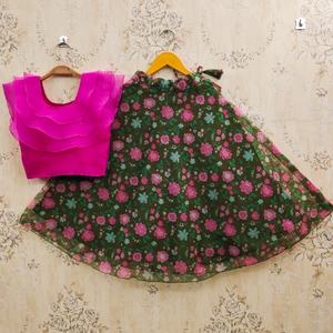 Evergreen Design Organza avec impression numérique enfants Lehenga Choli femme fabricant et fournisseur de mode à bas prix - Product Image 1