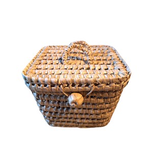 Panier traditionnel marocain en jonc de mer tressé à la main, couleur naturelle, forme carrée, décoration d'intérieur, artisanat, conteneur de rangement - Product Image 3