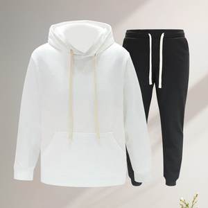 Survêtement grand et grand pour hommes 2 pièces, tenue à capuche polaire, ensemble de survêtements décontractés, survêtement de sport d'extérieur - Product Image 4