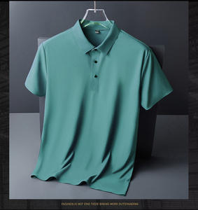 Camiseta de golf sólida de manga corta con logotipo personalizado OEM de alta calidad, transpirable, sin costuras, de secado rápido, para hombre - Product Image 3