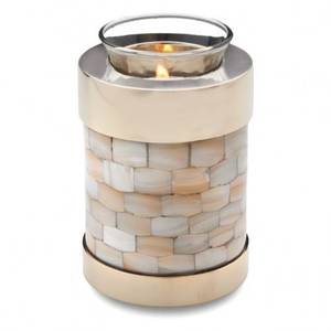 โกศบรรจุอัฐิทองเหลืองประดับมุก ผลิตโดย Razvi International อินเดีย - Product Image 1