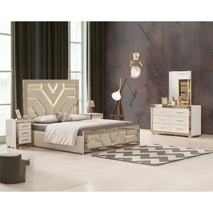 Juego de Dormitorio Contemporáneo Estilo Americano con Cabecera Iluminada en Oro Paris (Tamaño Queen, 5+ Cajones) - Proveedor Mayorista Turco - Product Image 1