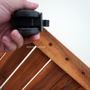 Support de marmite à rouler écologique et robuste en bois d'acacia avec roulettes verrouillables pour arrangement de plantes d'intérieur/extérieur pour la maison et le jardin - Product Image 6