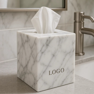 Boîte à mouchoirs en marbre blanc fait à la main de qualité supérieure dernière conception accessoire de maison moderne fabricant en gros - Product Image 5