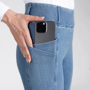 กางเกงขี่ม้าผ้ายีนส์แบบพรีเมี่ยมสำหรับผู้หญิงเสื้อผ้ายืดได้4ทางกางเกงเลกกิ้งสำหรับขี่ม้าขายส่ง - Product Image 6