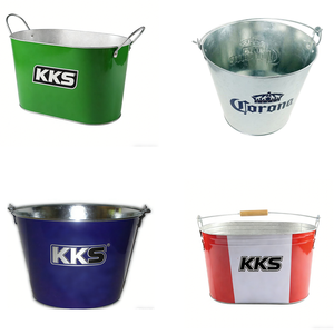 Cubo de Hielo Metálico Promocional para Bares/Restaurantes de 3.5L, 5L y 10L, Diseño Popular en Blanco, Azul y Plateado, con Logotipo Personalizado - Product Image 1