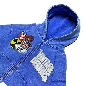 Vintage Drop Shoulder Acid Washed Hoodie Boxy Fit Streetwear Heavyweight Custom Sudaderas con capucha y sudaderas para hombres - Product Image 2