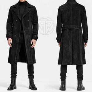 High Quality <b>Men's</b> <b>Trench</b> <b>Coat</b> Suede Leather Elegant Cut Smooth Touch Soft Exterior Comfortable Inner Feel Eco-Friendly - Product Image 3
