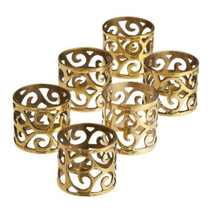 Anneaux de serviette dorés en laiton de luxe personnalisés de haute qualité Design arrondi élégant pour la fête à des fins décoratives - Product Image 2