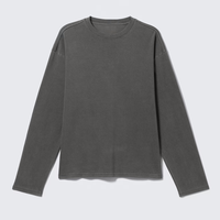 T-shirt Homme Oversize à Épaules Tombantes, Manches Longues, 100% Coton, Personnalisable avec Logo, Vente en Gros, Style Streetwear
