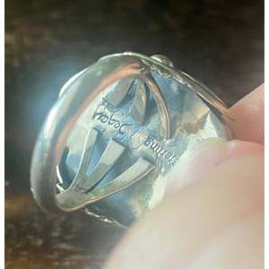 Navajo Handmade <b>Statement</b> <b>Ring</b> Kingman Turquoise & Sterling <b>Silver</b> Size 6.5 Bezel Setting Everyday Wear - Product Image 5