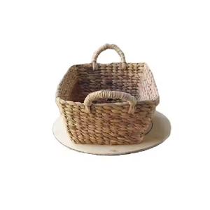 Offre Spéciale bacs de rangement rectangulaires en jacinthe d'eau fabriqués à la main écologiques paniers de rangement multi-taille avec poignée torsadée - Product Image 6