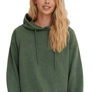 Sudadera con Capucha Personalizada de Estilo Urbano 2025, Diseño Vintage Estampado, Lavado Ácido Decolorado al Sol, Sudadera Personalizada Antibolitas y Transpirable para Mujer - Product Image 1
