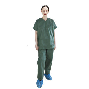 Costume de gommage à manches courtes non tissé avec poches Costume de gommage à encolure ronde avec taille personnalisée - Product Image 3