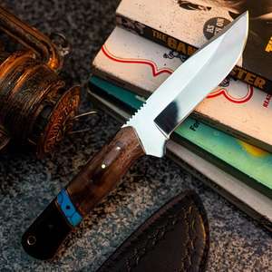 Couteaux de chasse OEM, dernier design avec manche en bois massif, couteaux personnalisés pour l'extérieur, prix d'usine, étui personnalisé pour couteau de chasse - Product Image 3